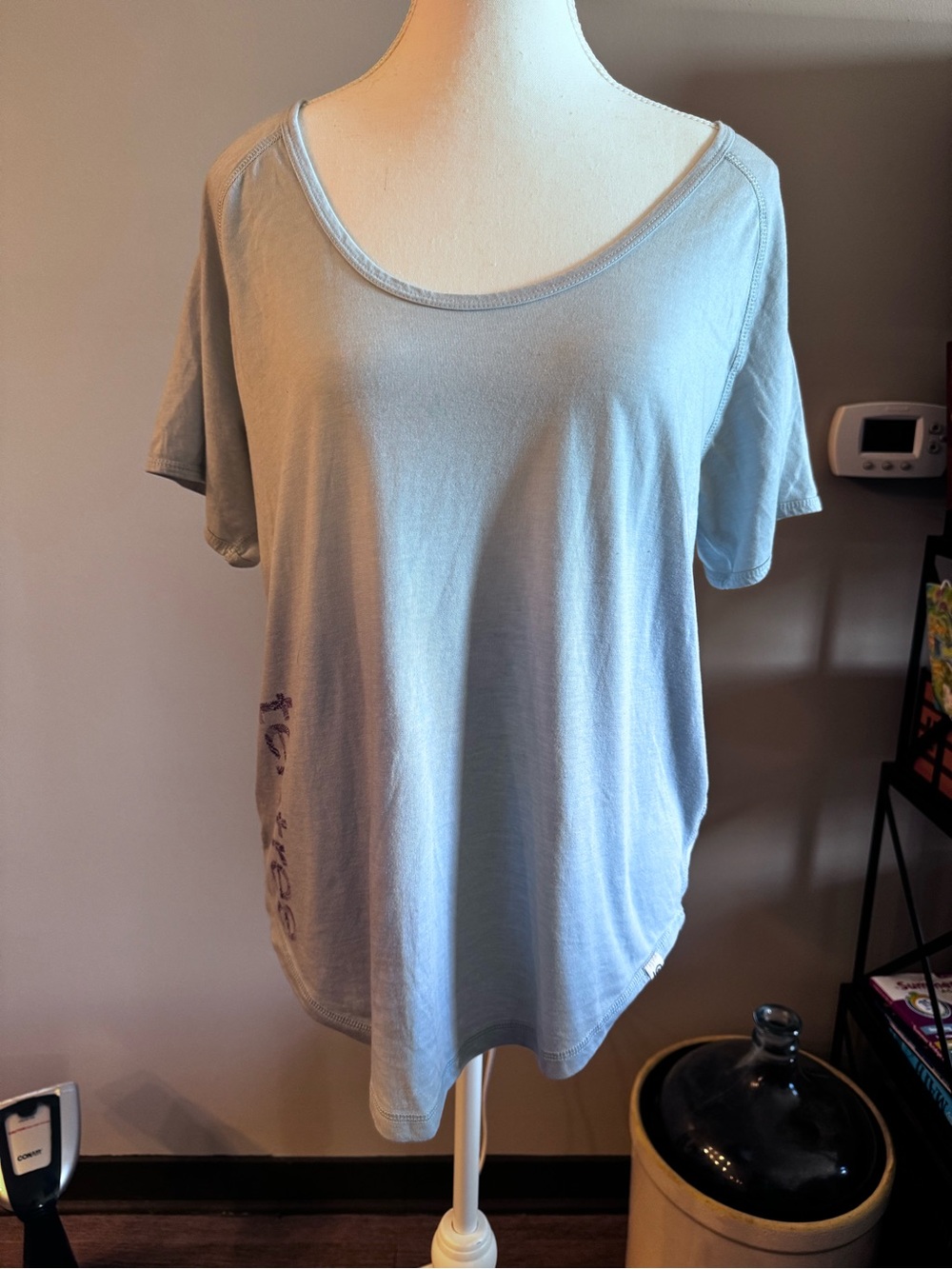 tentree Pale Blue Scoop Neck Short Sleeve Tee